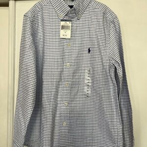 Ralph Lauren Kids White and Blue Checkered Button Down